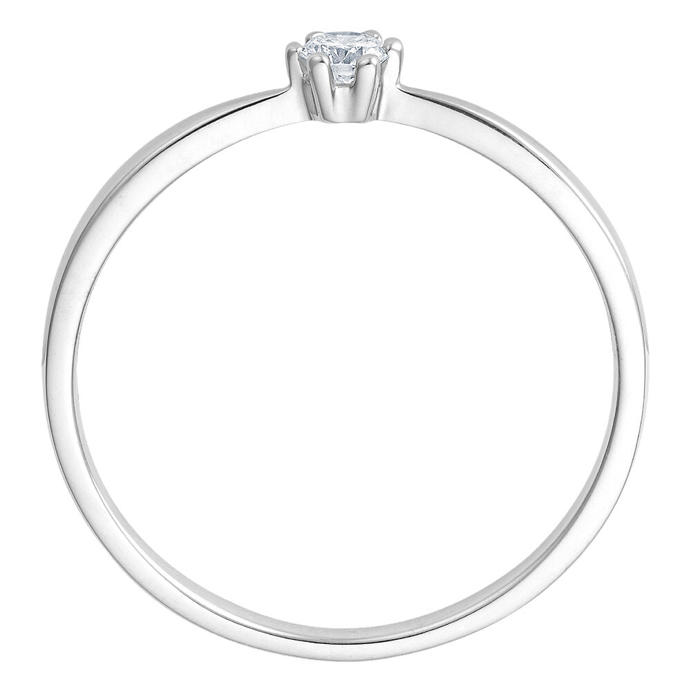 Solitaire Ring Weißgold Brillant 0.090 ct. w/si, stehend
