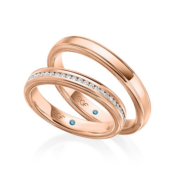 Trauringe Rotgold Perlfuge Brillant F-1314-5