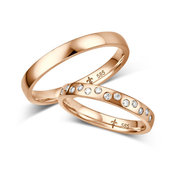 Giloy Trauringe TR-0-00057 & TR-1-00057 Florine Rotgold