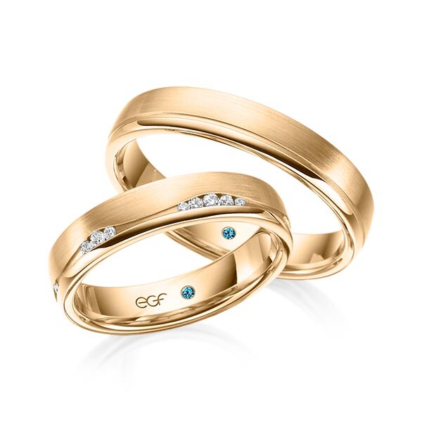 Trauringe Roségold Mattfuge Brillant F-1325-1