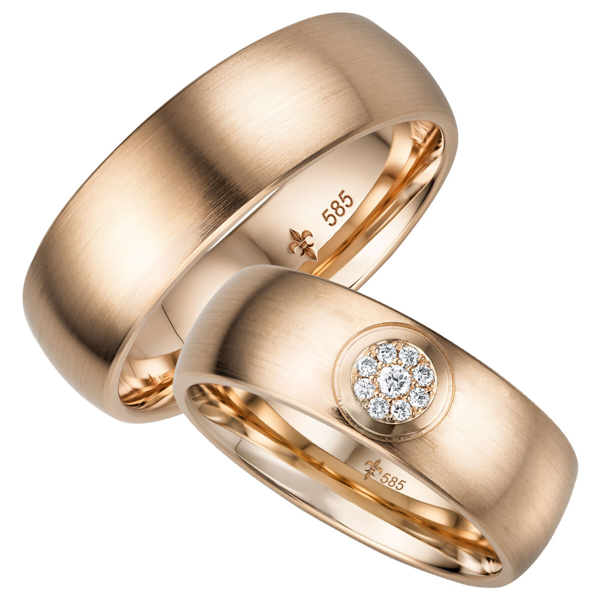 Trauringe Mila aus Roségold Flower Brillant