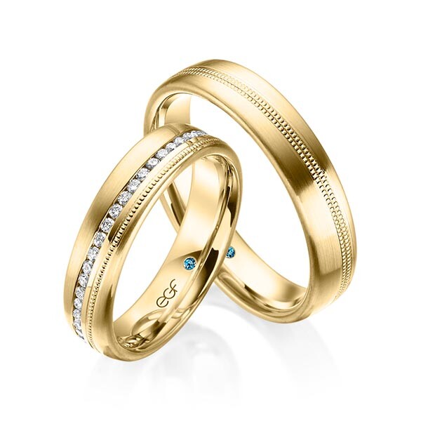 Trauringe Gelbgold Perl-Saturnfuge Brillant F-1322-2