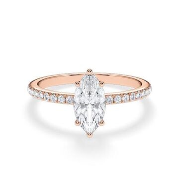 Verlobungsring Hidden Halo Lab-Grown Marquise-Diamant Rotgold RU-1901