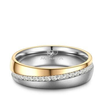 Partnerring Trauring Edelstahl Gold Zirkonia Marrya ES-32