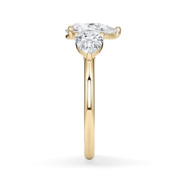 Diamantring Three Stone Lab-Grown Tropfen Pear Gelbgold RU-1876