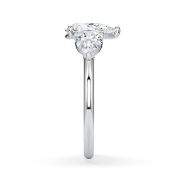 Diamantring Three Stone Lab-Grown Tropfen Pear Platin RU-1876
