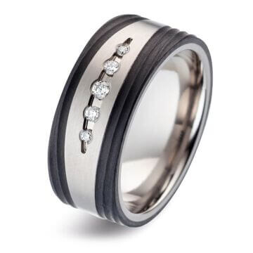 Trauringe Titan & Carbon Brillant 0,090 ct.