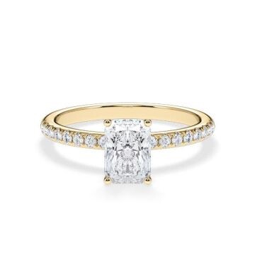 Diamantring Veiled Halo Lab-Grown Radiant Gelbgold Rubin RU-1896