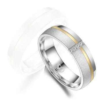 Trauringe Partnerringe Silber & Gold Zirkonia SGB07