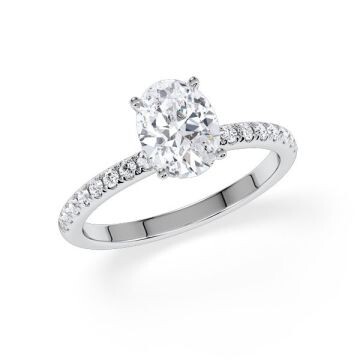 Ring Veiled Halo Oval Diamant Weißgold Rubin 1983