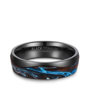 Eheringe Black Titanium Blue Ocean Zirkonia BT-15
