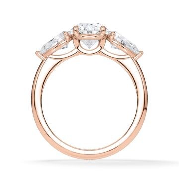 Diamantring Three Stone Lab-Grown Tropfen Pear Rotgold RU-1876