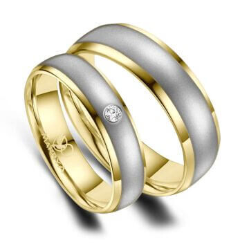 Trauringe Partnerringe Edelstahl Zirkonia ES14