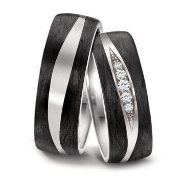 Trauringe Titan & Carbon Brillant 0,090 ct.