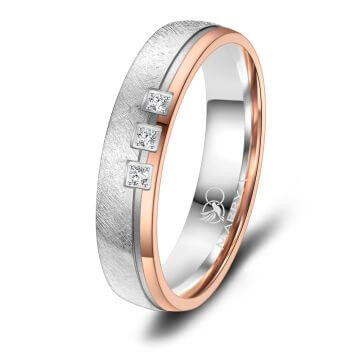Partnerring Trauring Edelstahl Rose Zirkonia Marrya ES-34