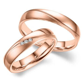 Trauringe Partnerringe Titan Roségold plattiert Zirkonia TI-36