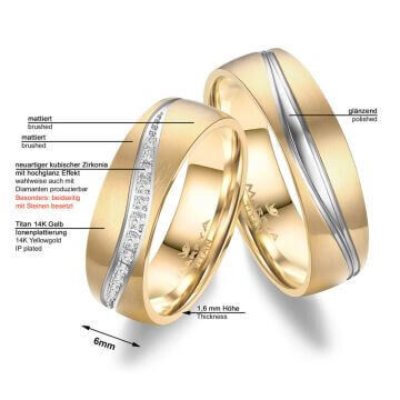 Trauringe Partnerringe Titan Gold Marrya TI-40 Info