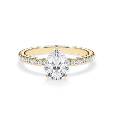 Verlobungsring Veiled Halo Lab-Grown Tropfen-Diamant Gelbgold Rubin RU-1894