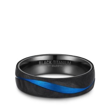 Eheringe Black Titanium Blue Ocean Zirkonia BT-17