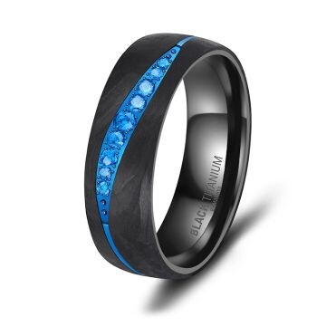 Eheringe Black Titanium Blue Ocean Zirkonia BT-17