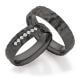Schwarze Eheringe Zirkonium Hammerschlag Diamanten 0,175 ct.