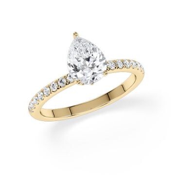 Ring Veiled Halo Tropfen Diamant Gelbgold Rubin 1894