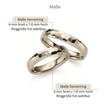 Trauringe Haselnussgold gehämmert Brillant AG31402