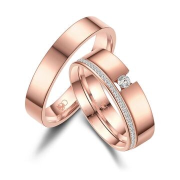 Eheringe Partnerringe Memoire Edelstahl Rot Set ES-E44