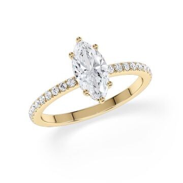 Ring Classic Hidden Halo Marquise Diamant Gelbgold Rubin 1901