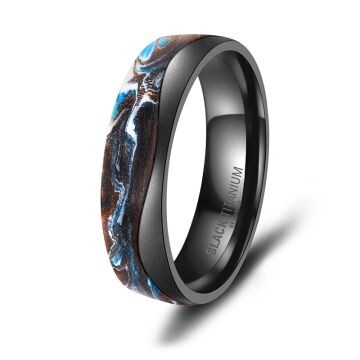 Eheringe Black Titanium Blue Ocean Zirkonia BT-15