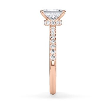 Diamantring Veiled Halo Radiant Rotgold Rubin 1896