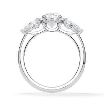Diamantring Three Stone Lab-Grown Tropfen Pear Platin RU-1876