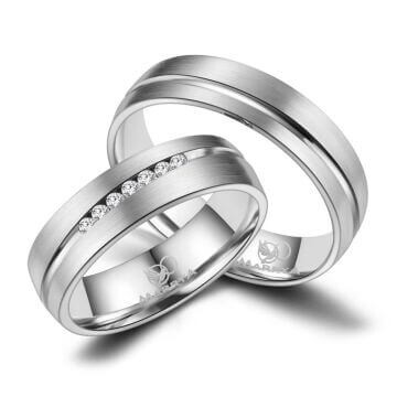 Trauringe Partnerringe Edelstahl Zirkonia ES09