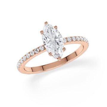 Ring Classic Hidden Halo Marquise Diamant Rotgold Rubin 1901
