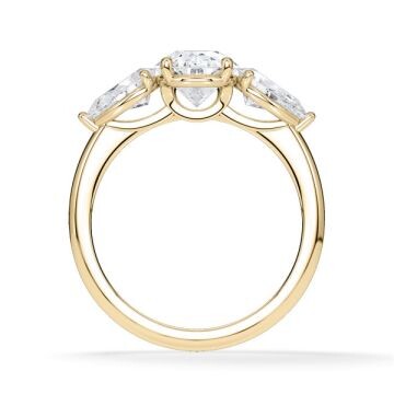 Diamantring Three Stone Lab-Grown Tropfen Pear Gelbgold RU-1876