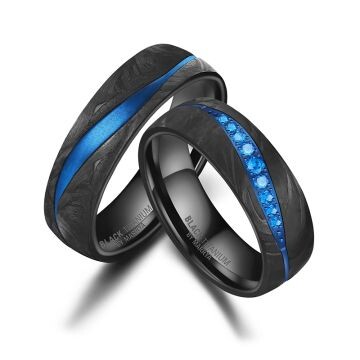 Eheringe Black Titanium Blue Ocean Zirkonia BT-17