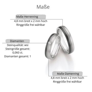 Eheringe Titan Zirkonium Brillant 0,060 ct. w/si