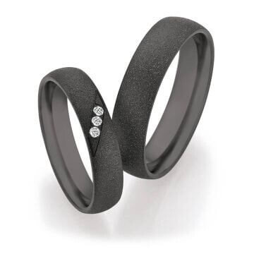 Schwarze Eheringe Zirkonium 60er Matt 0,045 ct.