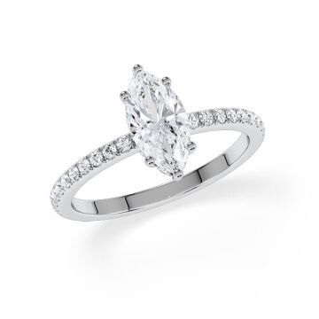 Ring Classic Hidden Halo Marquise Diamant Platin Rubin 1901