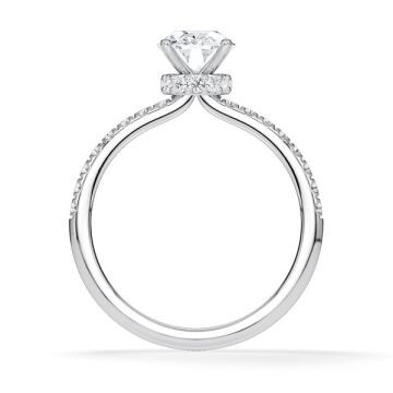 Ring Veiled Halo Oval Diamant Weißgold Rubin 1983