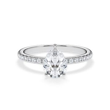 Verlobungsring Veiled Halo Lab-Grown Tropfen-Diamant Platin Rubin RU-1894