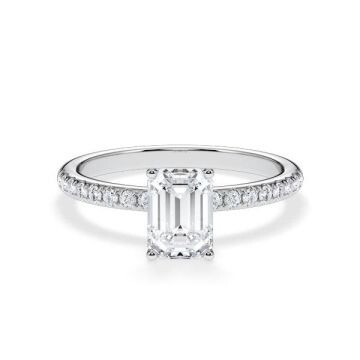 Verlobungsring Veiled Halo Lab-Grown Emerald Weißgold Rubin RU-1890