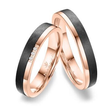 Trauringe Partnerringe Roségold Carbon Zirkonia CA14